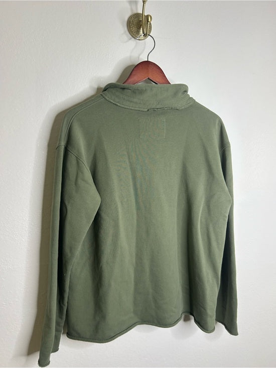Frank &amp; Eileen 100% Cotton Triple Terry Patrick Popover Sweatshirt Top Green