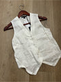 Saks Fifth Avenue 100% Linen White Button Down V- Neck Fitted Vest Top