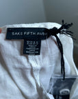 Saks Fifth Avenue 100% Linen White Button Down V- Neck Fitted Vest Top