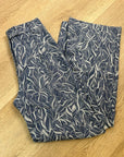 J. McLaughlin 100% Cotton Denim Leaf Lover Print Wide Leg Trouser Pant