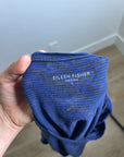 Eileen Fisher 100% Linen Lighweight Scoop Neck Blue Striped Short Sleeve Top