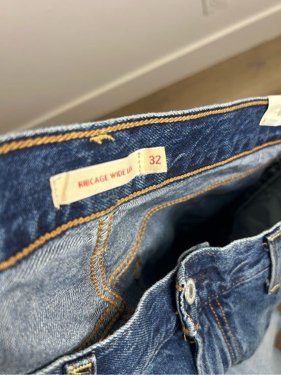 Levi's 100% Cotton Denim Ribcage Wide Leg Pant Medium Wash
