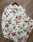 Garnet Hill 100% Organic Cotton Floral White Long Sleeve Pajama Set