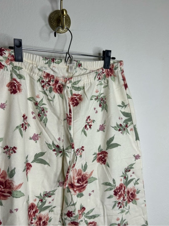 Garnet Hill 100% Organic Cotton Floral White Long Sleeve Pajama Set