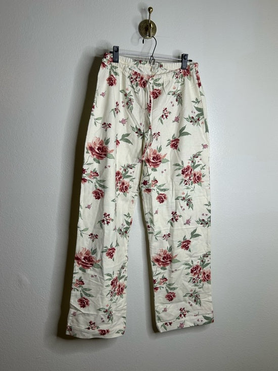 Garnet Hill 100% Organic Cotton Floral White Long Sleeve Pajama Set