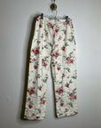 Garnet Hill 100% Organic Cotton Floral White Long Sleeve Pajama Set