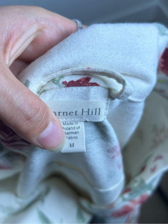 Garnet Hill 100% Organic Cotton Floral White Long Sleeve Pajama Set