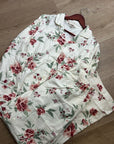 Garnet Hill 100% Organic Cotton Floral White Long Sleeve Pajama Set