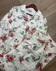 Garnet Hill 100% Organic Cotton Floral White Long Sleeve Pajama Set