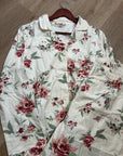 Garnet Hill 100% Organic Cotton Floral White Long Sleeve Pajama Set