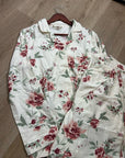 Garnet Hill 100% Organic Cotton Floral White Long Sleeve Pajama Set