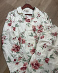 Garnet Hill 100% Organic Cotton Floral White Long Sleeve Pajama Set