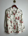 Garnet Hill 100% Organic Cotton Floral White Long Sleeve Pajama Set