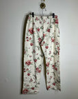 Garnet Hill 100% Organic Cotton Floral White Long Sleeve Pajama Set