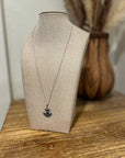 925 Sterling Silver Blue Sapphire Topaz Anchor Studded Pendant Necklace