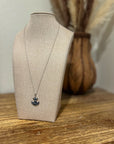 925 Sterling Silver Blue Sapphire Topaz Anchor Studded Pendant Necklace