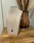 925 Sterling Silver Blue Sapphire Topaz Anchor Studded Pendant Necklace