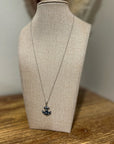 925 Sterling Silver Blue Sapphire Topaz Anchor Studded Pendant Necklace