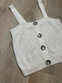 525 American Cotton Linen Textured Chunky Button Down Sweater Tank Neutral