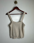 525 American Cotton Linen Textured Chunky Button Down Sweater Tank Neutral