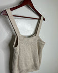 525 American Cotton Linen Textured Chunky Button Down Sweater Tank Neutral