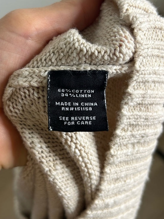 525 American Cotton Linen Textured Chunky Button Down Sweater Tank Neutral