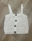 525 American Cotton Linen Textured Chunky Button Down Sweater Tank Neutral