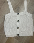 525 American Cotton Linen Textured Chunky Button Down Sweater Tank Neutral