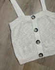 525 American Cotton Linen Textured Chunky Button Down Sweater Tank Neutral