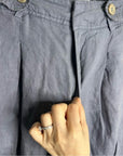 Nicole Miller 100% Linen Belted Straight Leg Cropped Trouser Pant