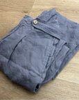 Nicole Miller 100% Linen Belted Straight Leg Cropped Trouser Pant