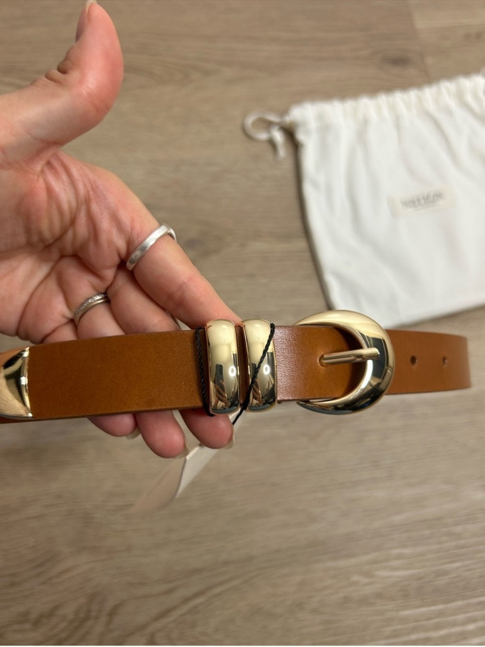 Nation LTD Nation LA Genuine Leather Joss Belt in Cognac Brown Gold Hardware - Leather