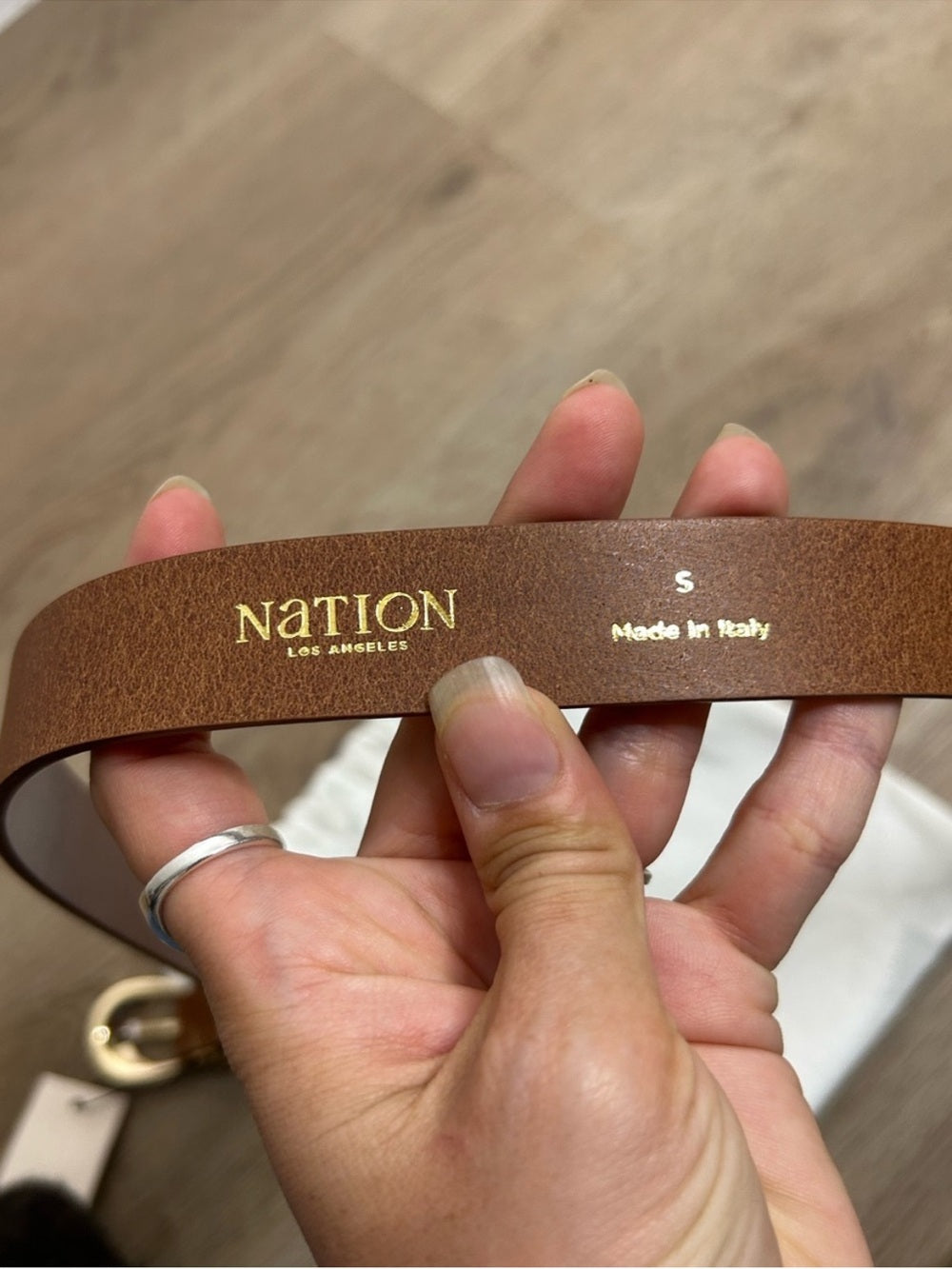 Nation LTD Nation LA Genuine Leather Joss Belt in Cognac Brown Gold Hardware - Leather
