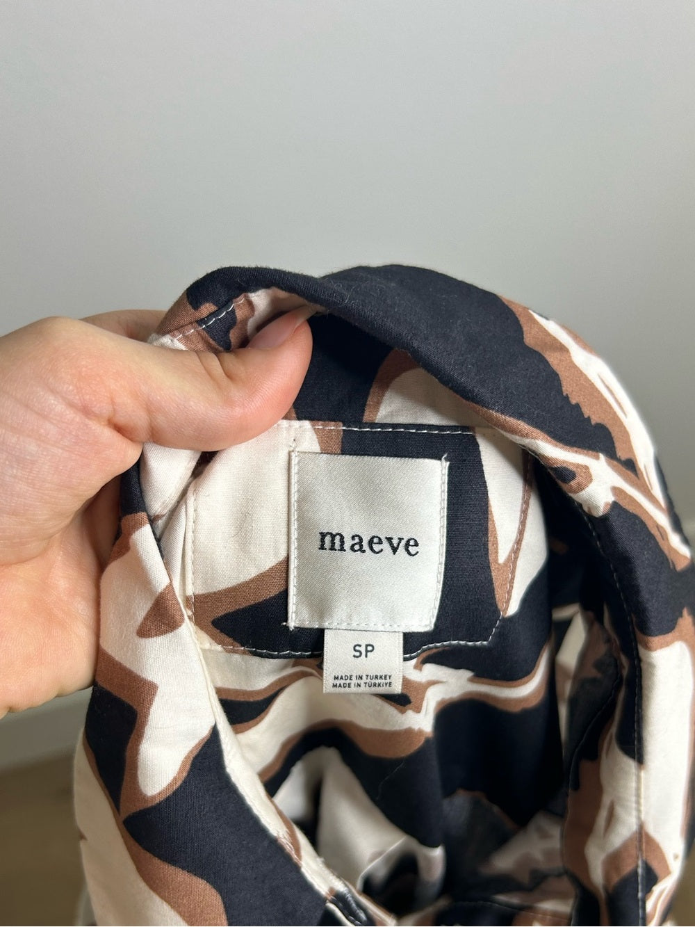 Anthropologie Maeve 100% Cotton Neutral Floral Button Down Shirt Midi Dress