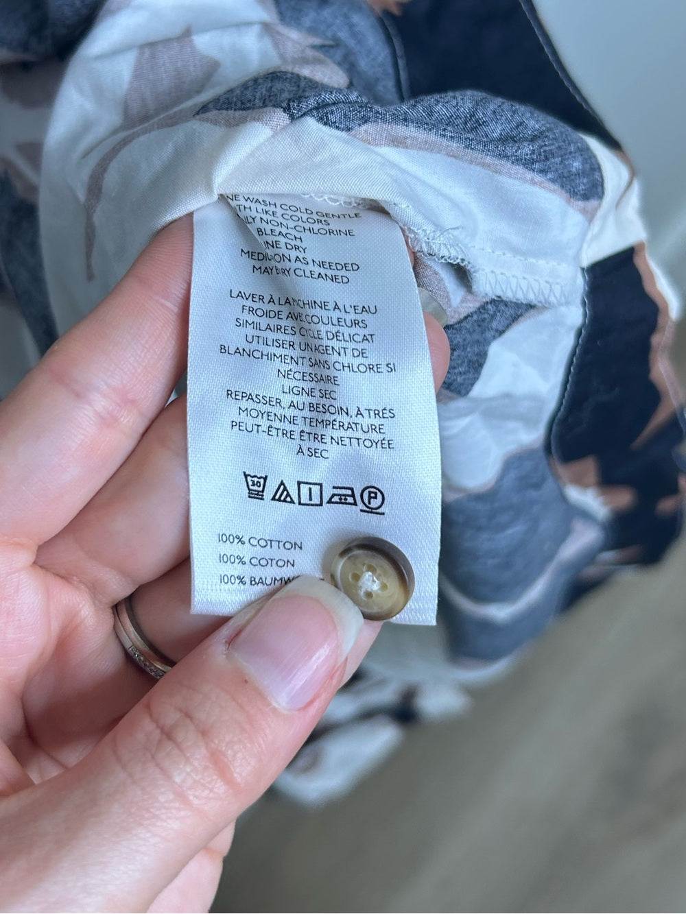 Anthropologie Maeve 100% Cotton Neutral Floral Button Down Shirt Midi Dress