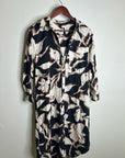 Anthropologie Maeve 100% Cotton Neutral Floral Button Down Shirt Midi Dress