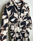 Anthropologie Maeve 100% Cotton Neutral Floral Button Down Shirt Midi Dress