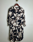 Anthropologie Maeve 100% Cotton Neutral Floral Button Down Shirt Midi Dress