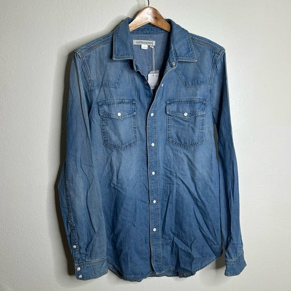 Outerknown Outerknown 100% Organic Cotton Denim Pearl Snap Button Down Long Shirt - Cotton, Denim