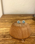 Genuine Blue Topaz White Topaz Halo Stud Post Earrings 925 Sterling Silver