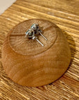 Genuine Blue Topaz White Topaz Halo Stud Post Earrings 925 Sterling Silver