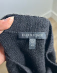 Eileen Fisher Yak Wool Silk Knit Black Gray Gradient Textured Crew Neck Sweater