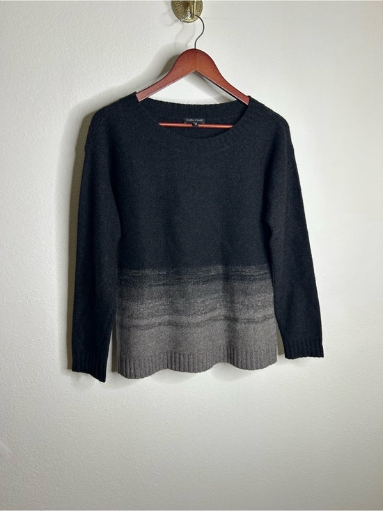 Eileen Fisher Eileen Fisher Yak Wool Silk Knit Black Gray Gradient Textured Crew Neck Sweater - Wool, Silk