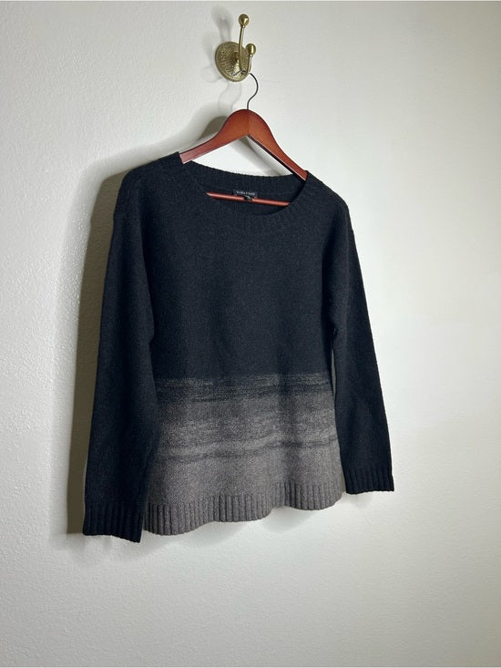 Eileen Fisher Eileen Fisher Yak Wool Silk Knit Black Gray Gradient Textured Crew Neck Sweater - Wool, Silk