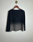 Eileen Fisher Yak Wool Silk Knit Black Gray Gradient Textured Crew Neck Sweater
