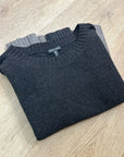 Eileen Fisher Yak Wool Silk Knit Black Gray Gradient Textured Crew Neck Sweater