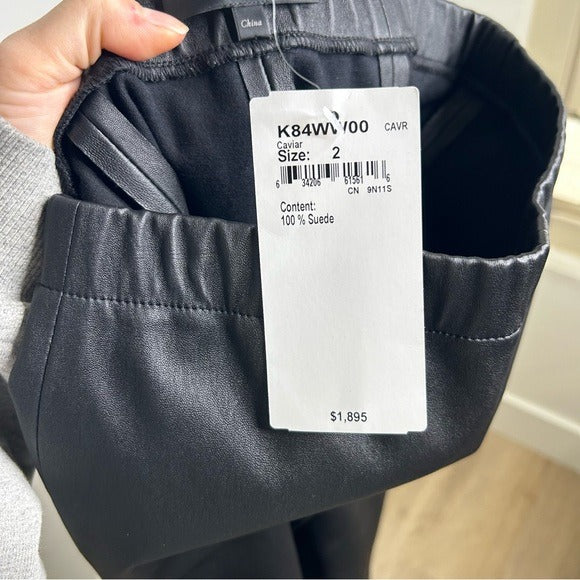 St. John 100% Leather Black Legging Pant