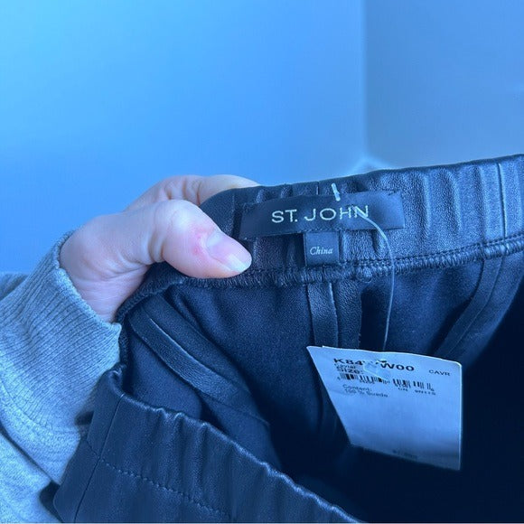 St. John 100% Leather Black Legging Pant