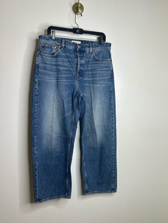 Madewell Madewell 100% Cotton Denim The Darted Barrel Leg Jean Medium Wash - Denim, Cotton