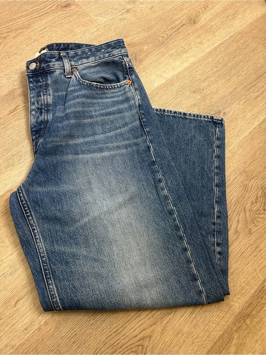 Madewell Madewell 100% Cotton Denim The Darted Barrel Leg Jean Medium Wash - Denim, Cotton
